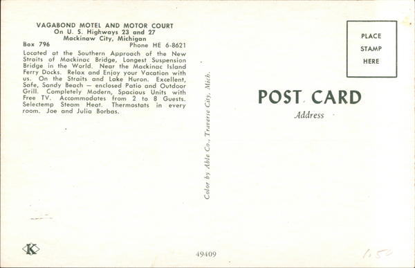 Vagabond Motel - Old Postcard (newer photo)